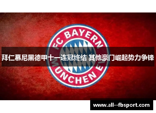 拜仁慕尼黑德甲十一连冠终结 其他豪门崛起势力争锋 拜仁慕尼黑德甲十一连冠终结 其他豪门崛起势力争锋