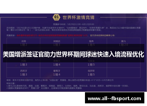 美国增派签证官助力世界杯期间球迷快速入境流程优化 美国增派签证官助力世界杯期间球迷快速入境流程优化